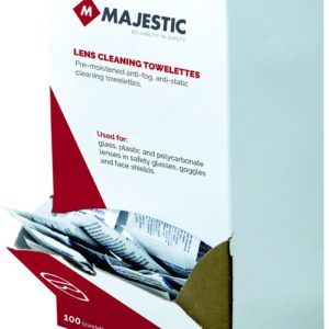 Majestic Lens Cleaning Towelettes, 100 Anti-Fog, "Antistatic Lens Cleaning 100 pack individually wrapped, Non Silicone			"