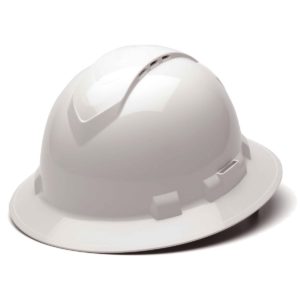 Pyramex Ridgeline Std Full-Brim Hard Hat, 4pt Ratchet, White
